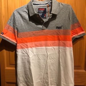 Gray and orange SuperDry Polo